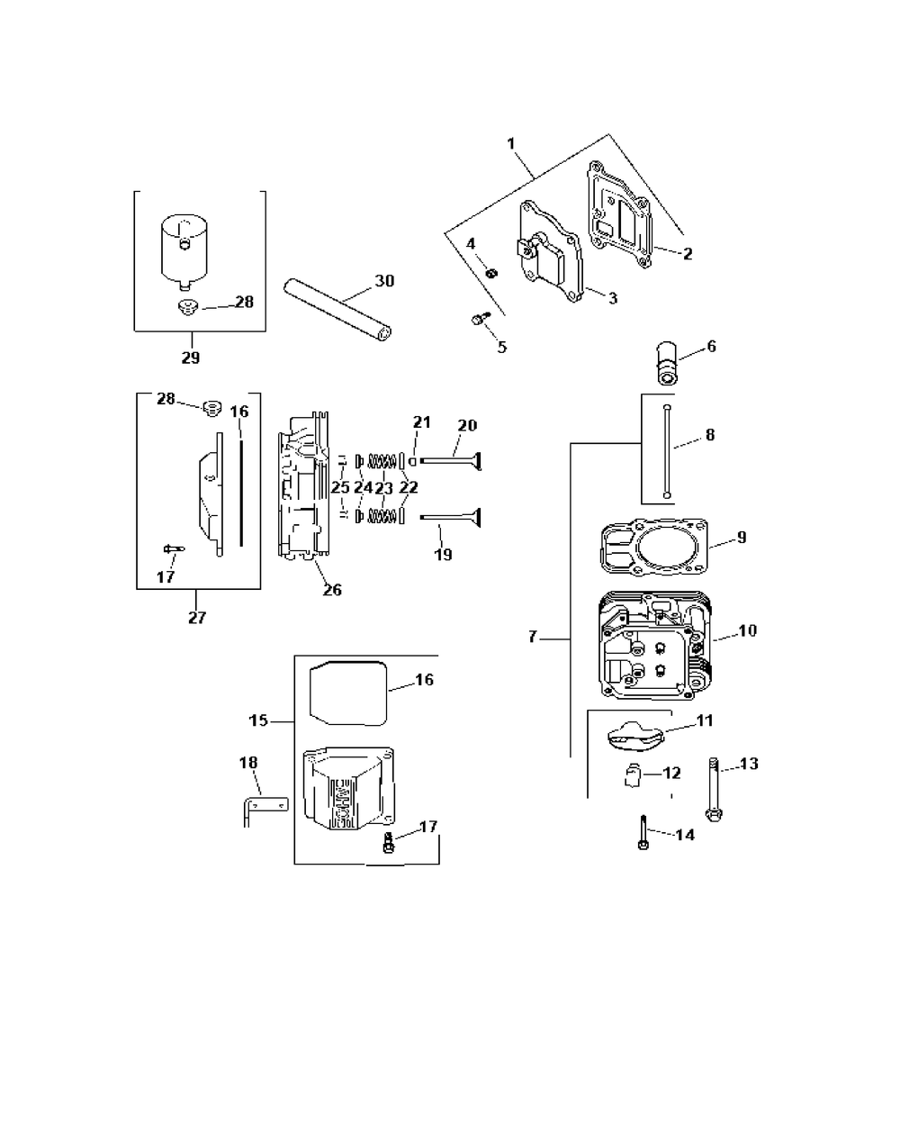 Head And Valve And Breather Diagram and Parts List for Z-FORCE50 17AH3AGP-17AH3AGP709-17AH3AGP710 Cub Cadet Lawn Tractor